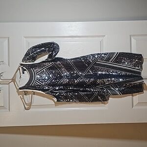 Express Sequin Cold Shoulder Lined Mini Dress Size XS